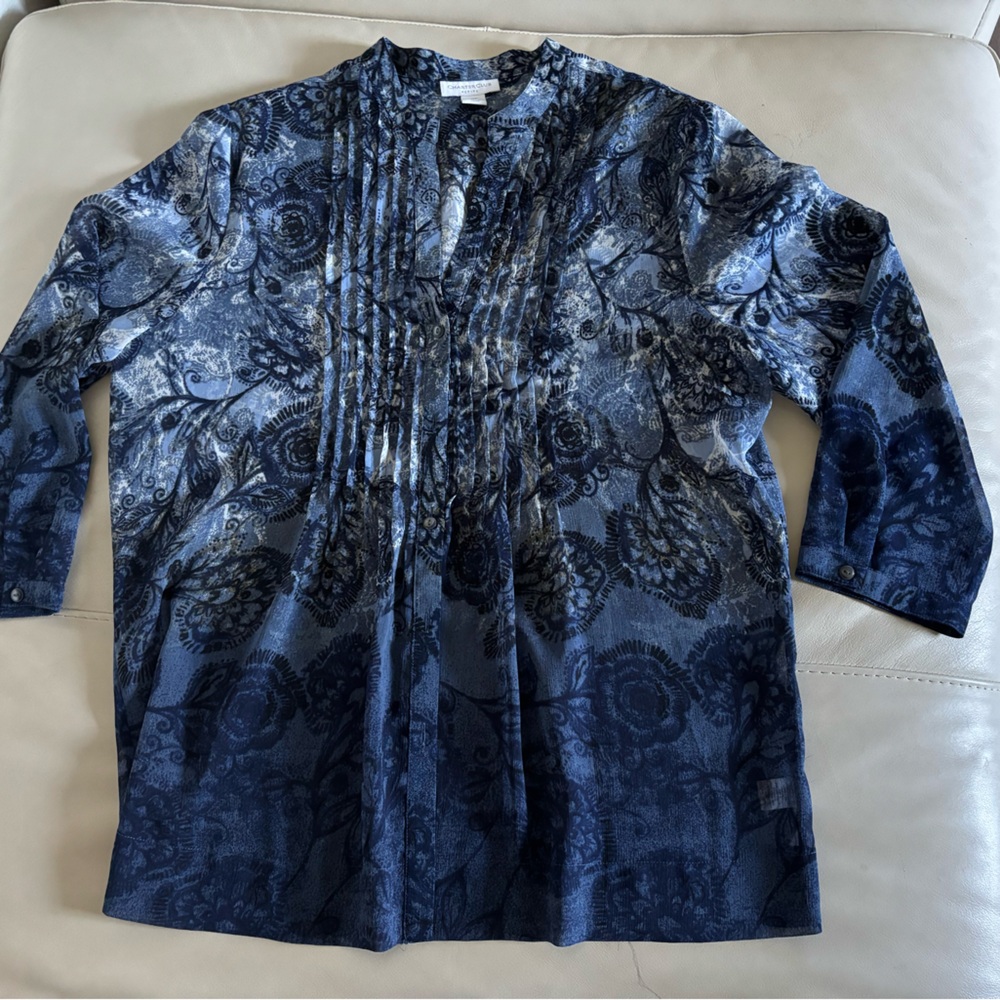 NWOT Sheer Blue Chiffon Blouse